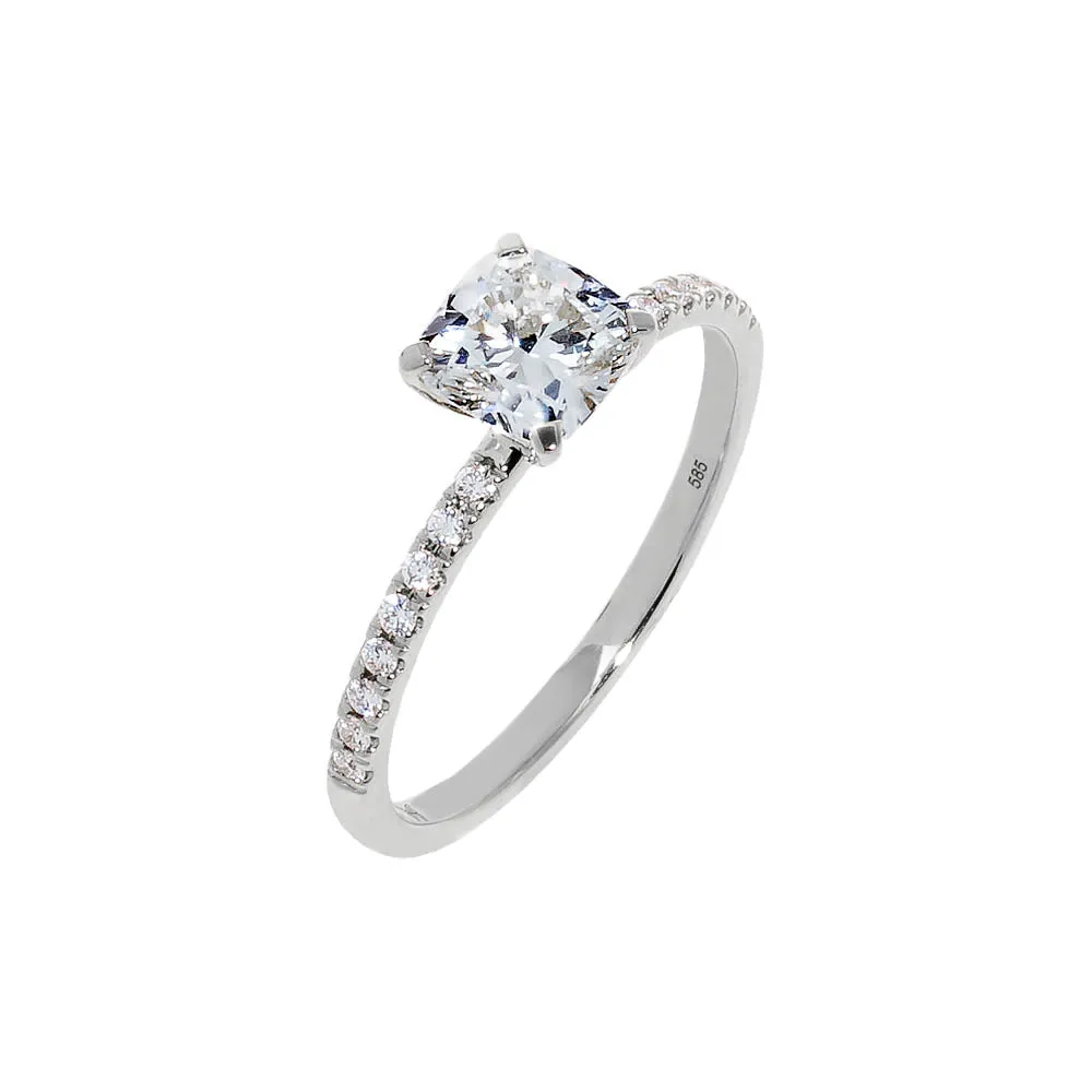 Lab Grown Diamond Pave Cushion Cut Engagement Ring 14K sold by Adina Eden's