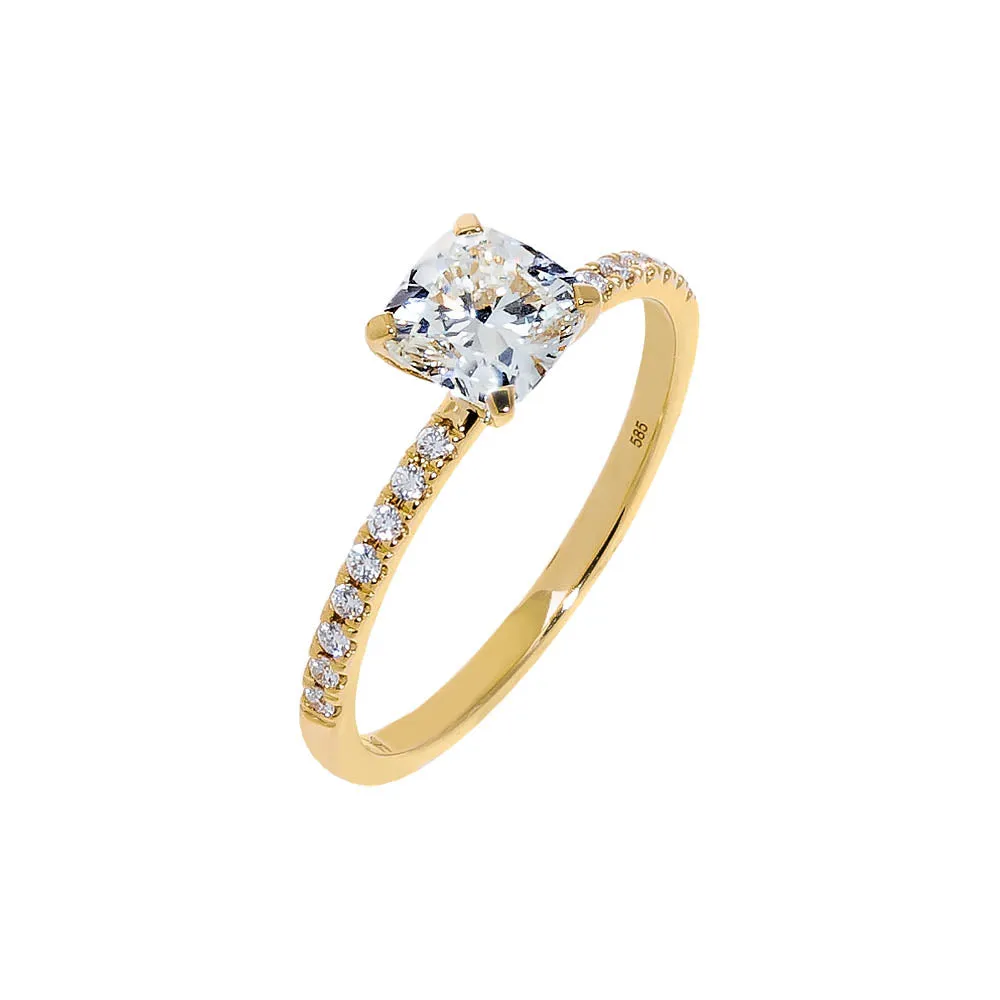 Lab Grown Diamond Pave Cushion Cut Engagement Ring 14K sold by Adina Eden's product image thumbnail 2