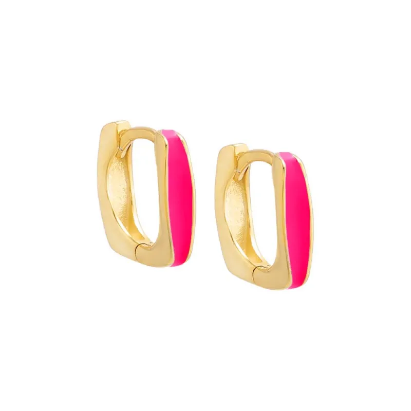 Colored Enamel Square Huggie Earring sold by Adina Eden's