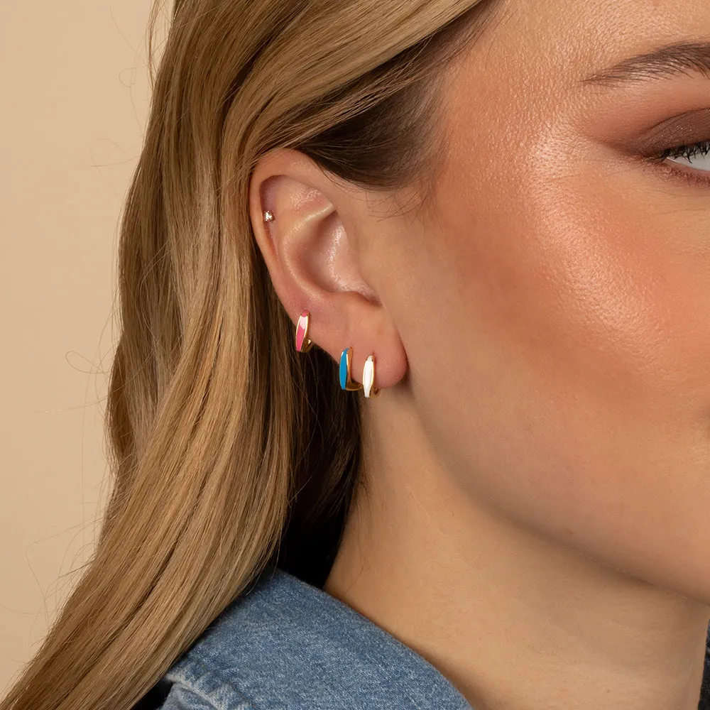 Colored Enamel Square Huggie Earring sold by Adina Eden's product image thumbnail 4