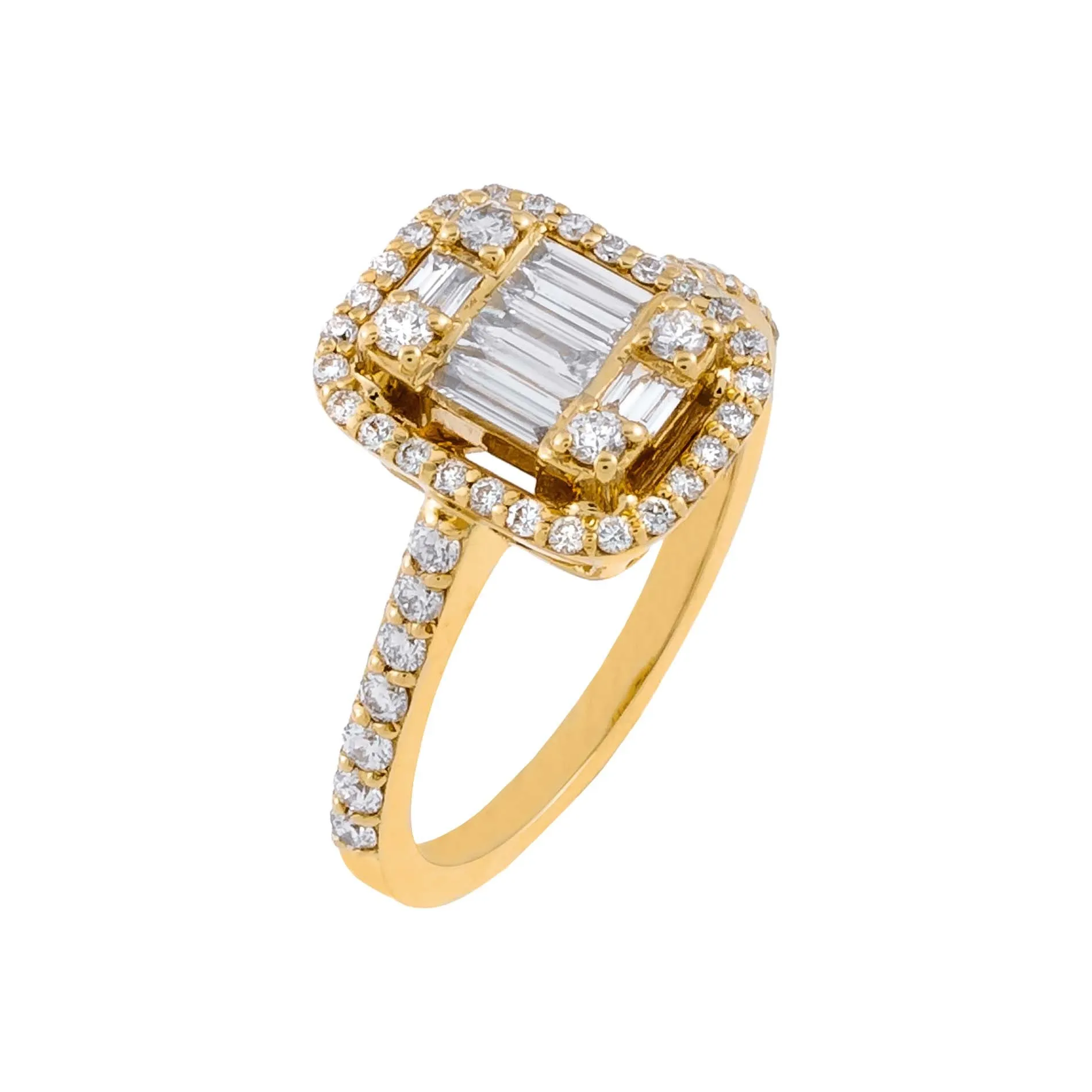 Baguette Diamond Illusion Ring 14K sold by Adina Eden's