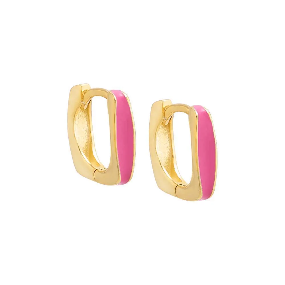 Colored Enamel Square Huggie Earring sold by Adina Eden's product image thumbnail 3