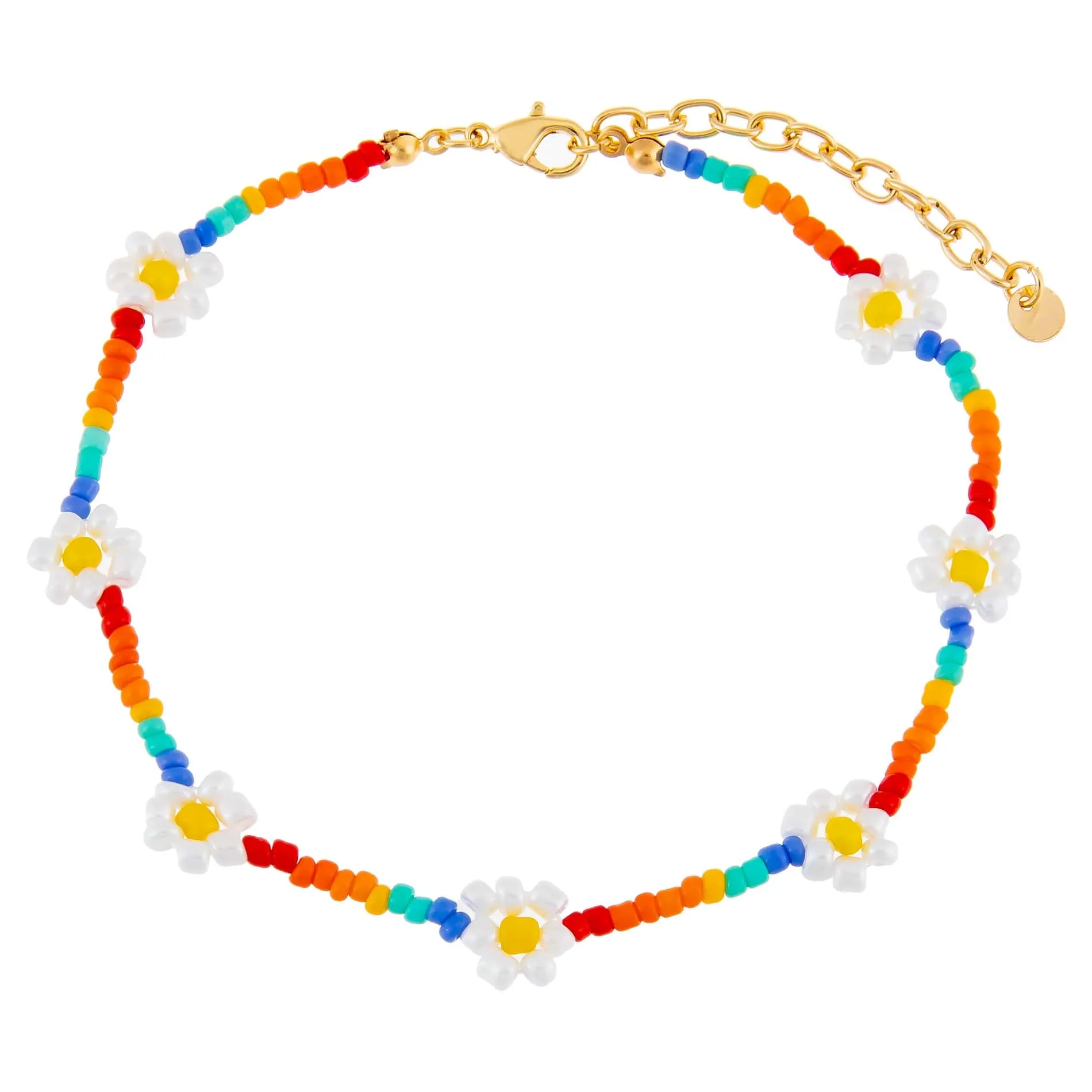 Multi Color Flower Beaded Anklet sold by Adina Eden's product image thumbnail 2