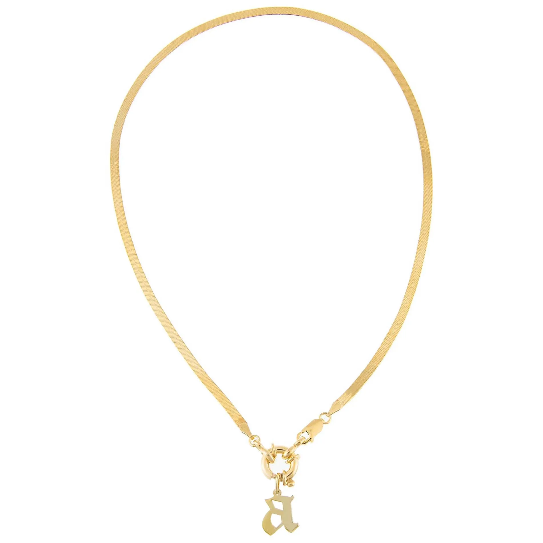 Gothic Initial Herringbone Necklace sold by Adina Eden's product image thumbnail 3
