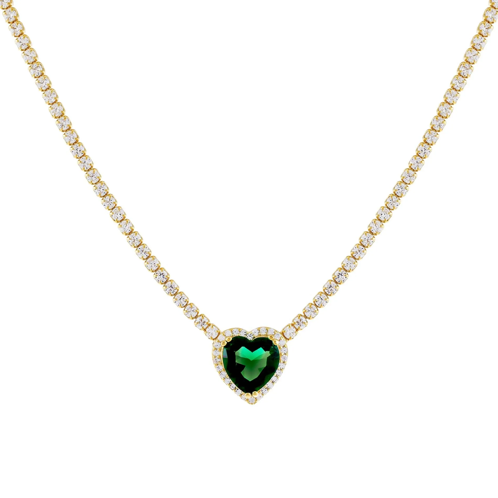 CZ Colored Heart Tennis Necklace sold by Adina Eden's product image thumbnail 3