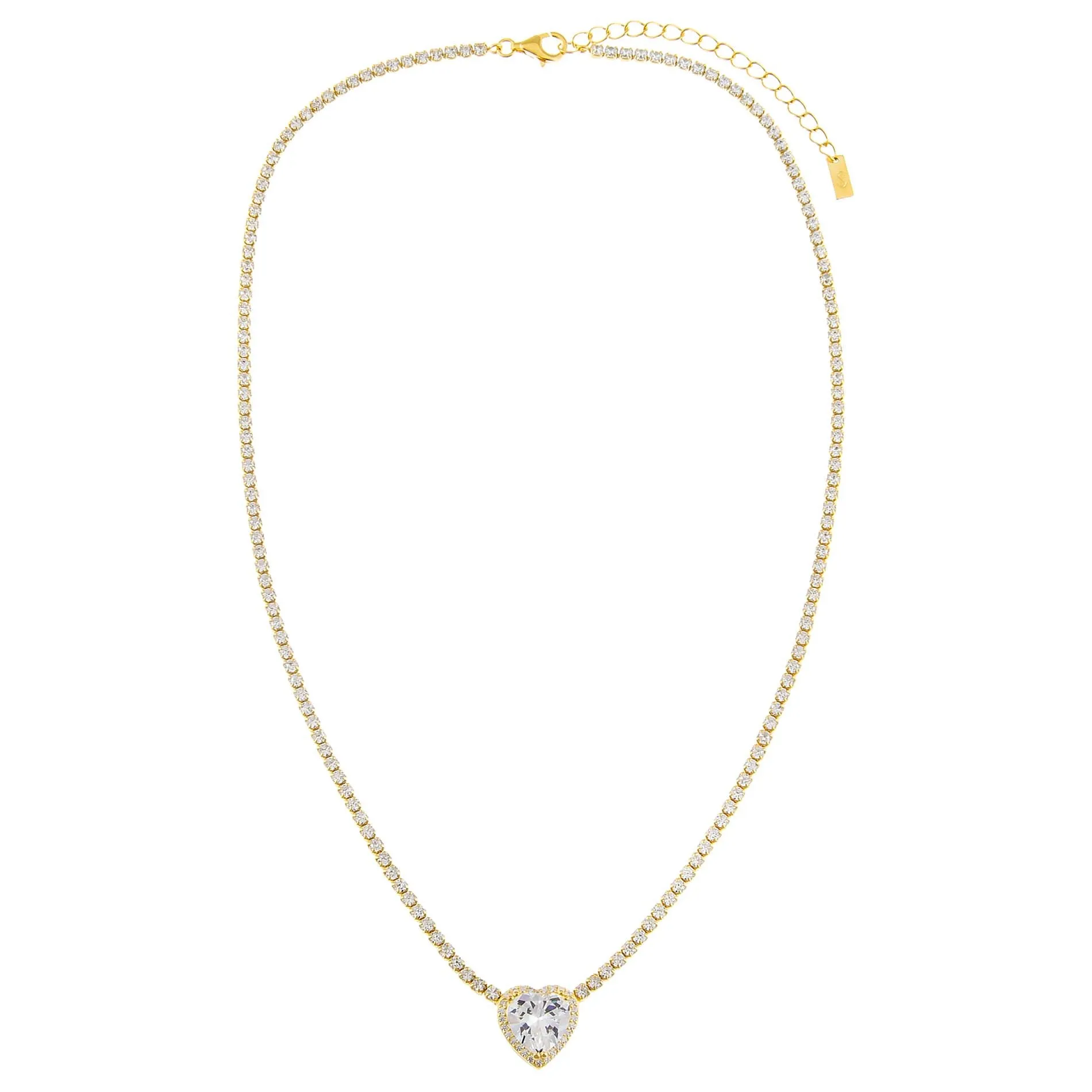 CZ Colored Heart Tennis Necklace sold by Adina Eden's product image thumbnail 2