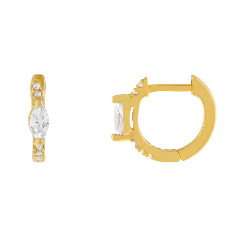 CZ Marquise Huggie Earring sold by Adina Eden's