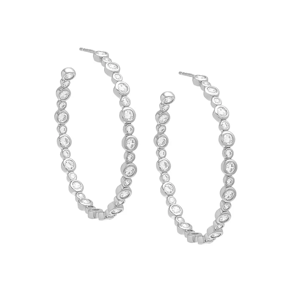 CZ Bezel Open Hoop Earring sold by Adina Eden's product image thumbnail 3