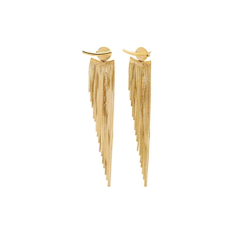 Long Front Back Chandelier Fringe Drop Stud Earring sold by Adina Eden's