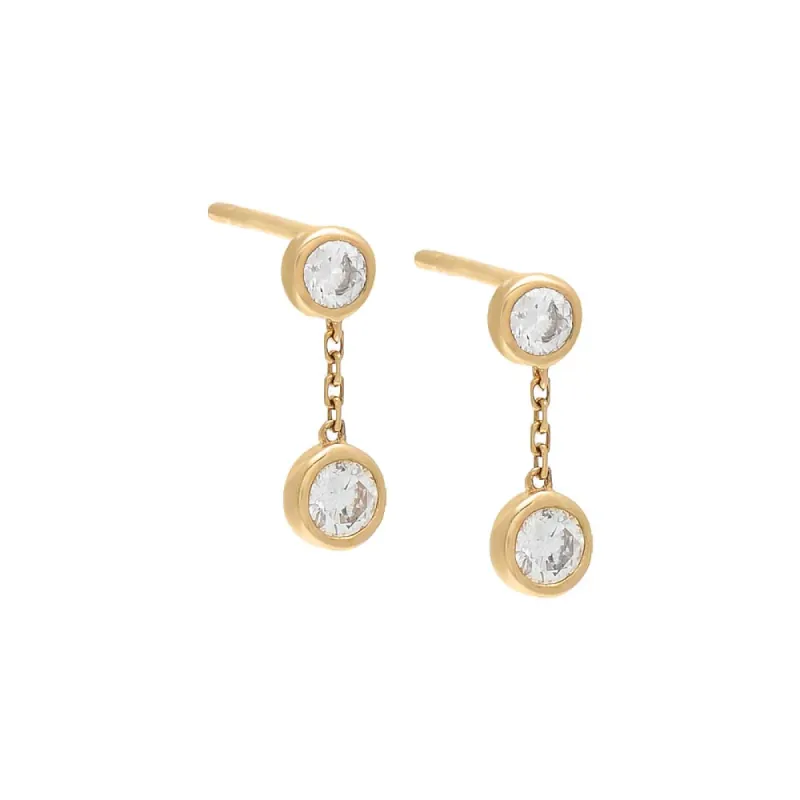 Diamond Bezel Drop Stud Earring 14K sold by Adina Eden's