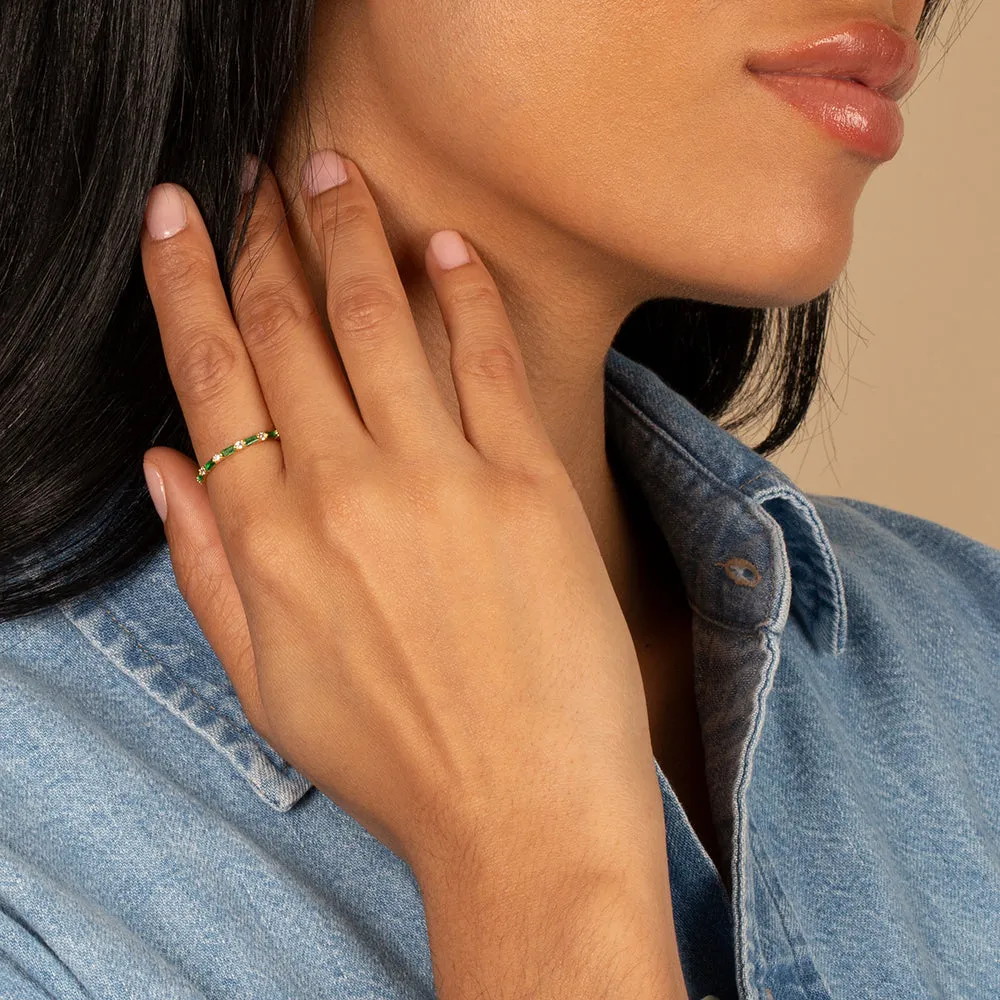 Colored Thin Baguette X Solitaire CZ Ring sold by Adina Eden's product image thumbnail 5