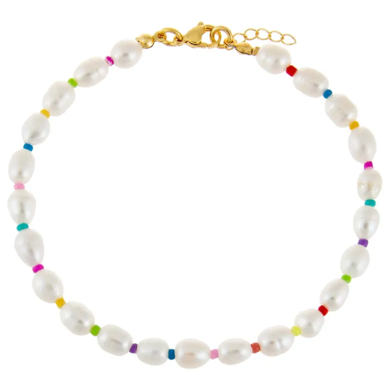 Multi Color Pearl Anklet sold by Adina Eden's