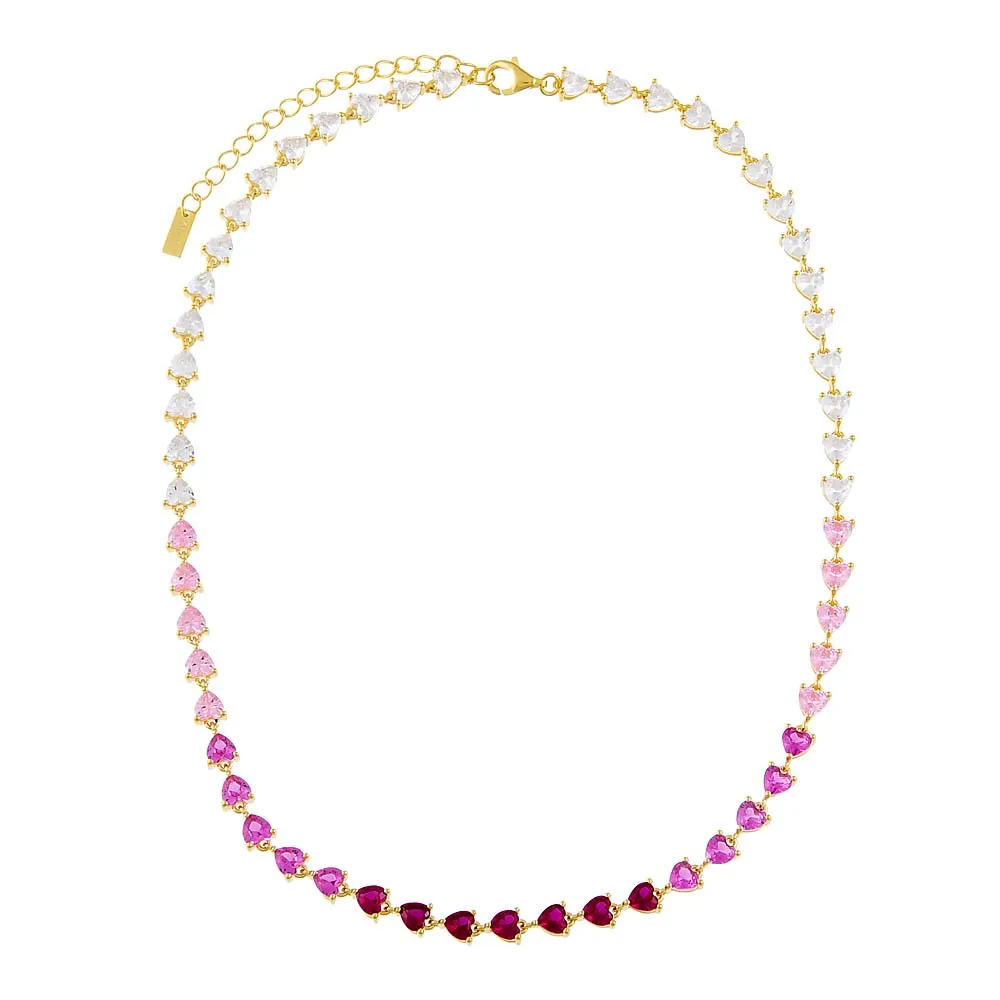 CZ Pink Ombre Tennis Necklace sold by Adina Eden's product image thumbnail 5