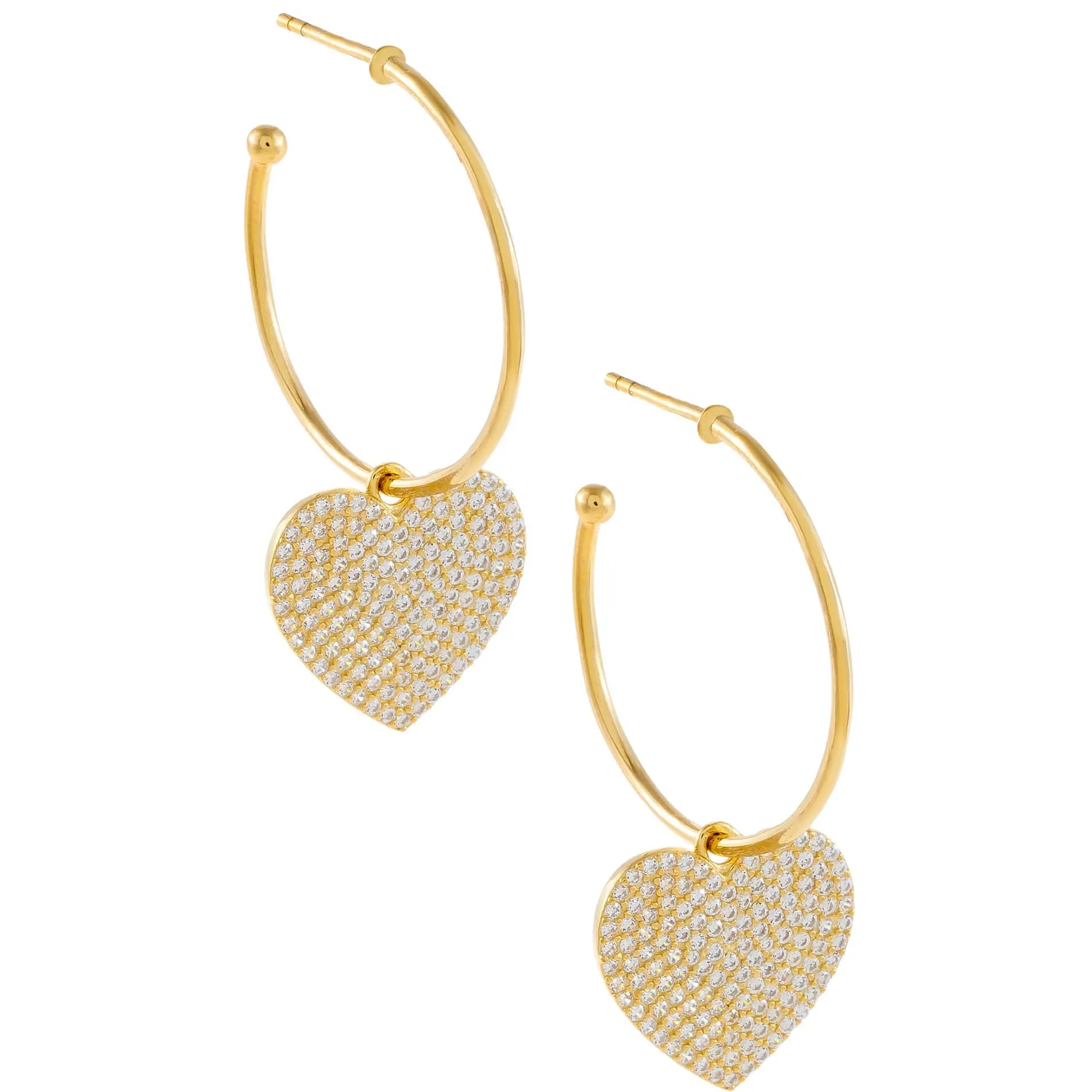 Pavé Heart Charm Hoop Earring sold by Adina Eden's