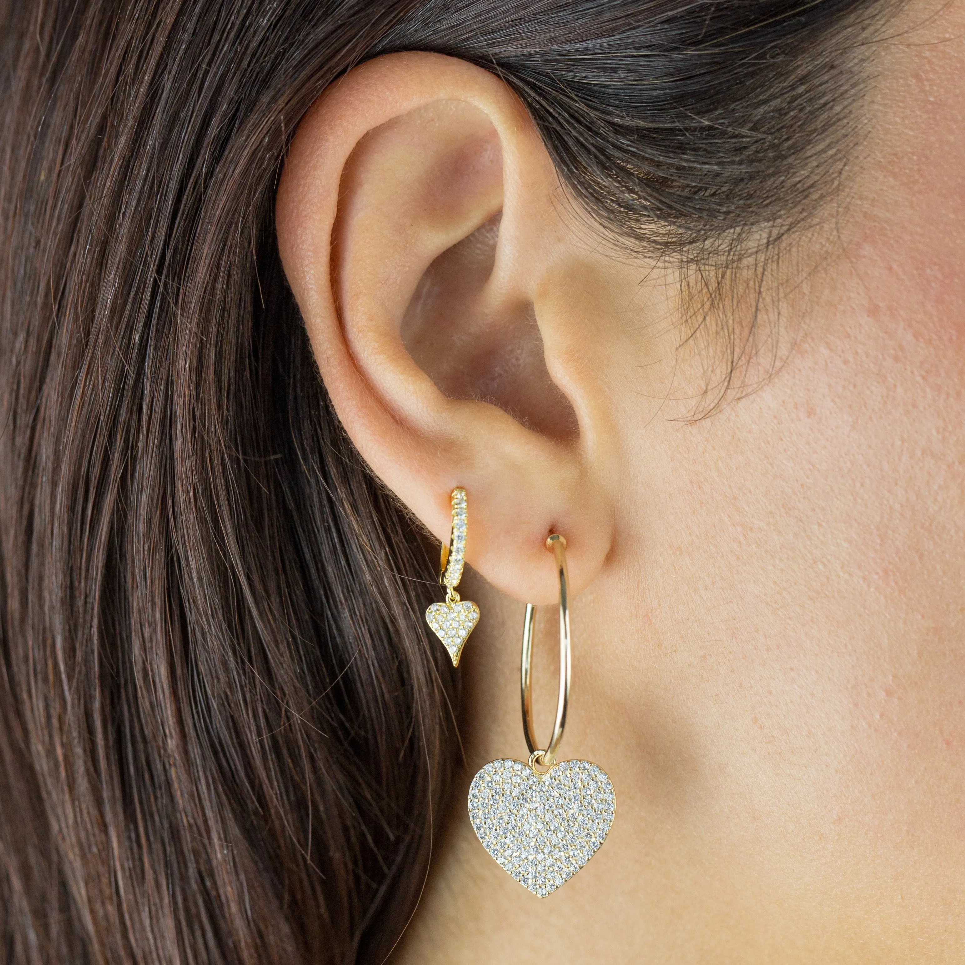 Pavé Heart Charm Hoop Earring sold by Adina Eden's product image thumbnail 2