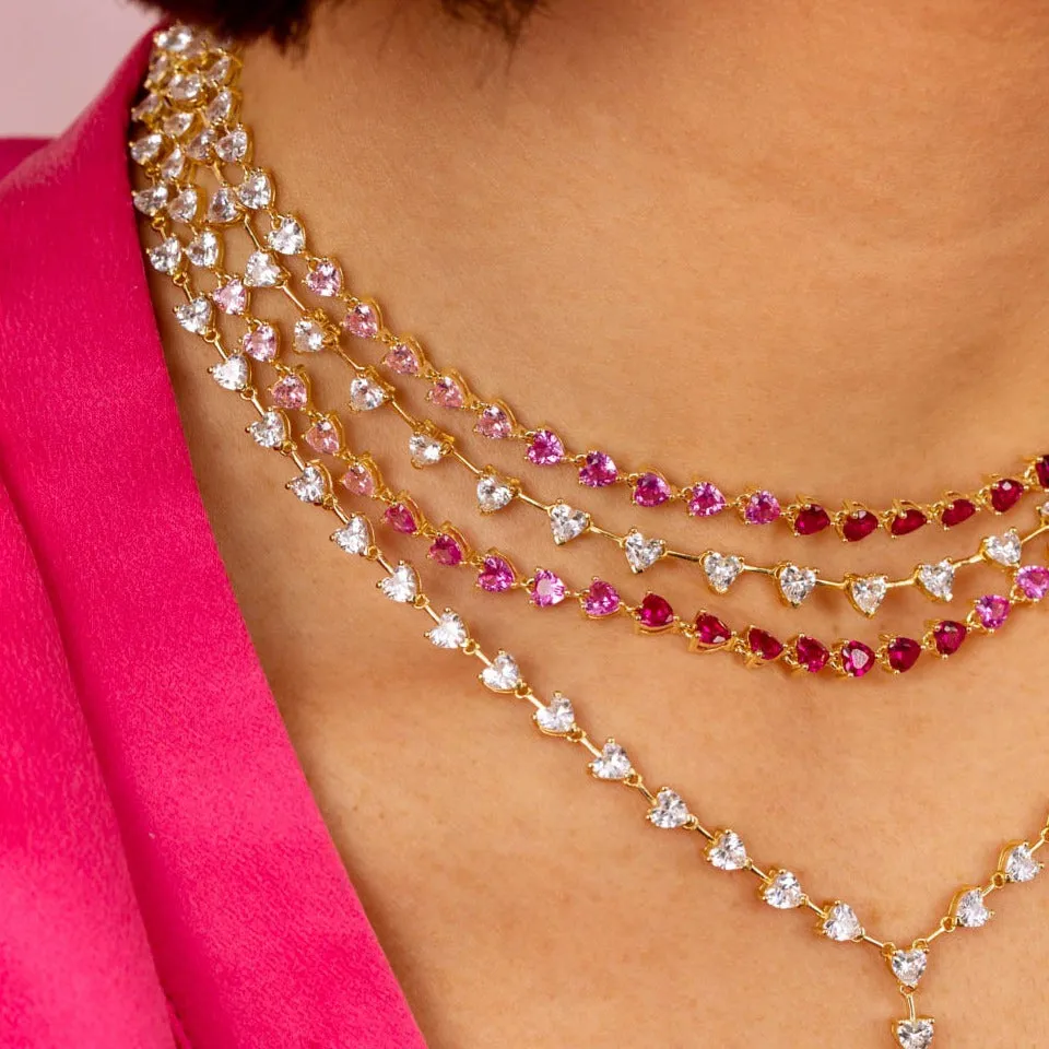 CZ Pink Ombre Tennis Necklace sold by Adina Eden's product image thumbnail 4