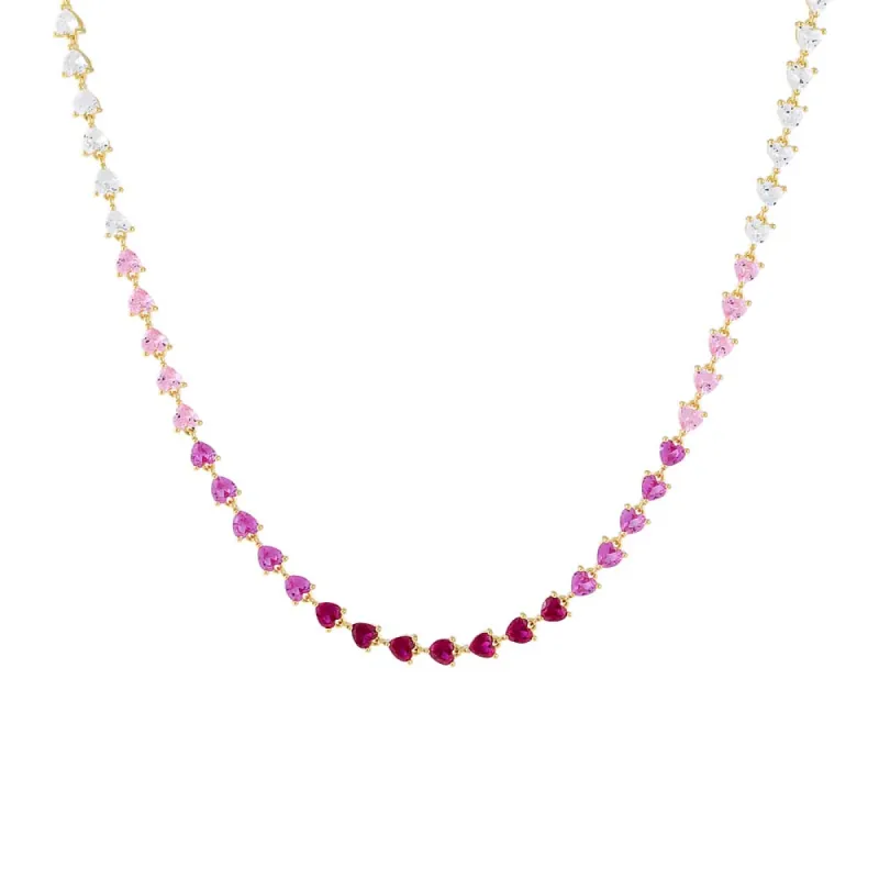 CZ Pink Ombre Tennis Necklace sold by Adina Eden's