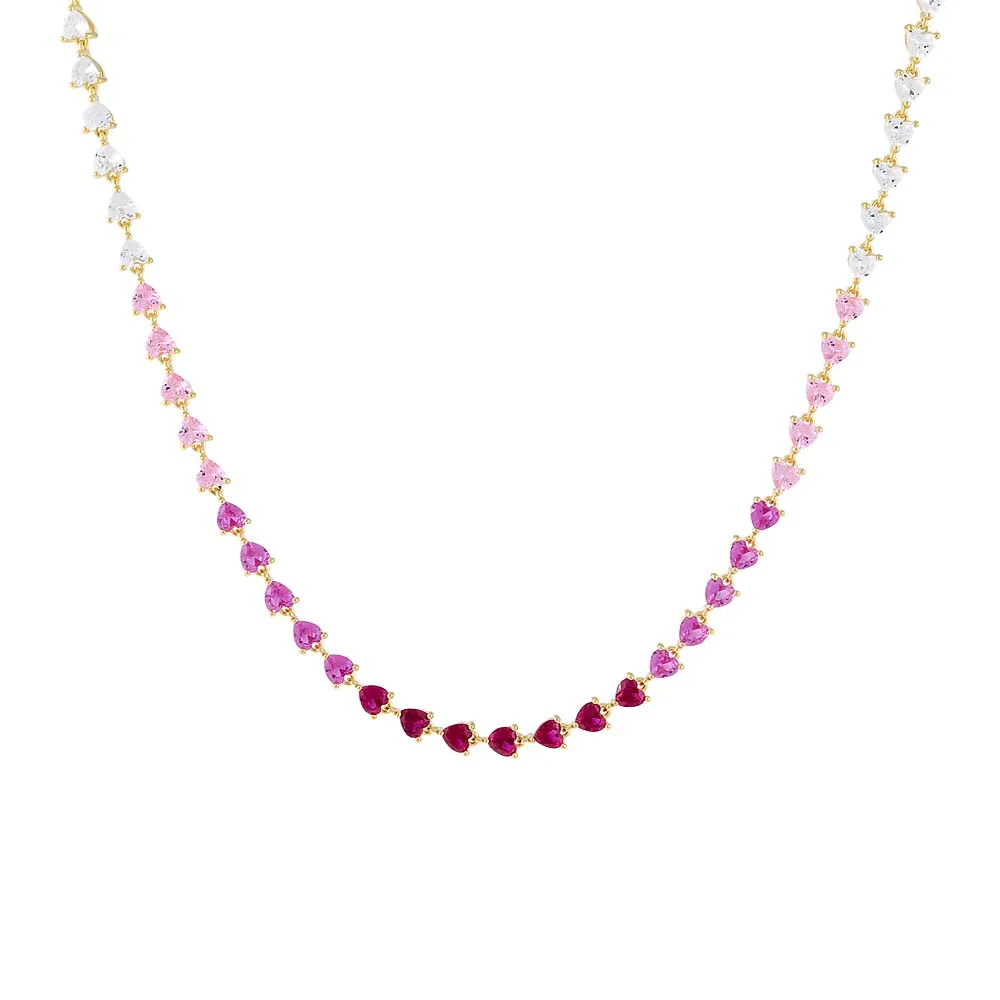 CZ Pink Ombre Tennis Necklace sold by Adina Eden's