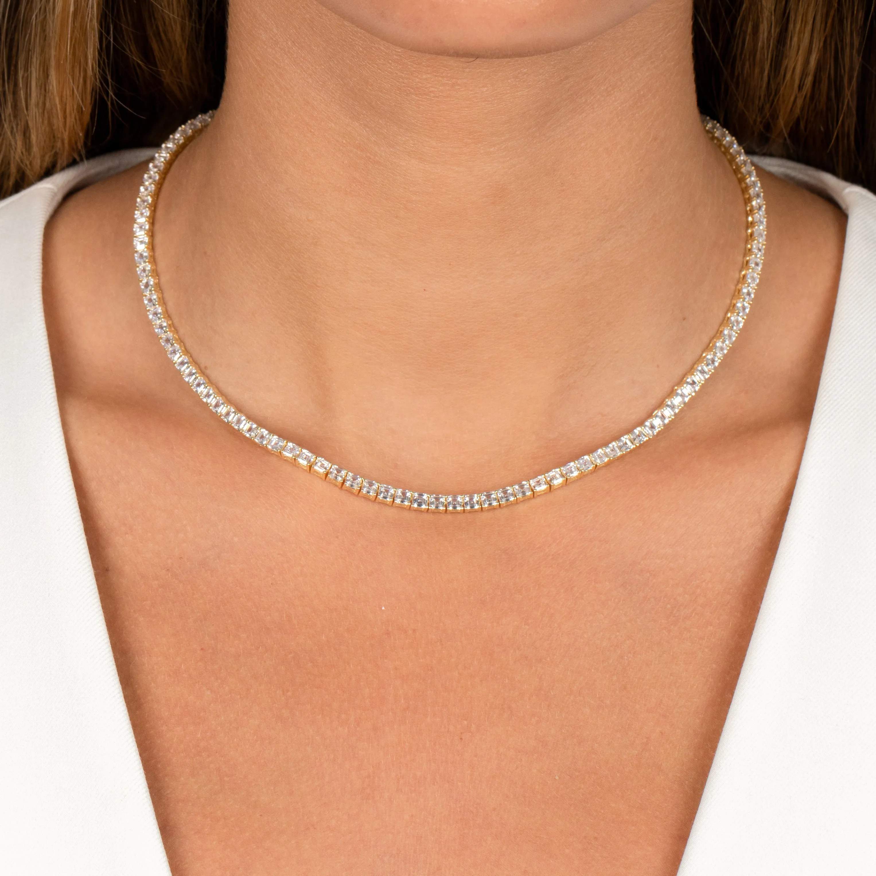 Princess Cut Tennis Necklace sold by Adina Eden's product image thumbnail 2