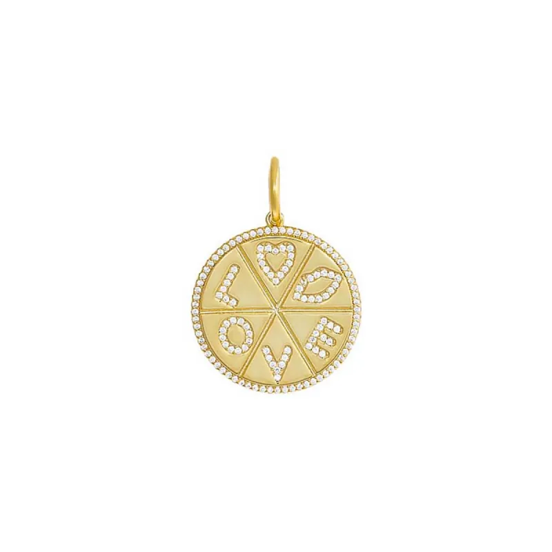Pave Love Disc Necklace Charm sold by Adina Eden's