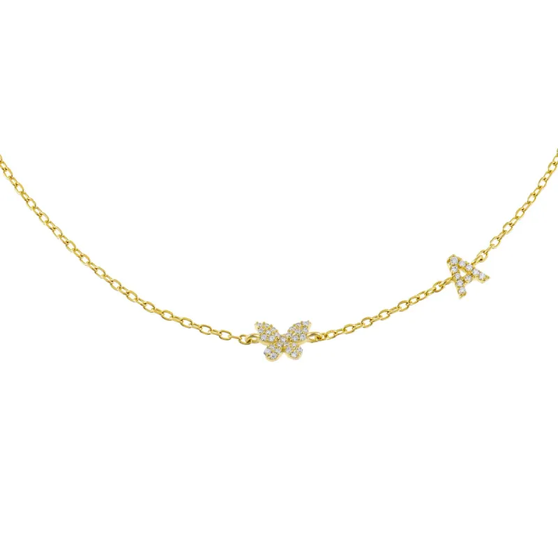 Pavé Butterfly Initial Choker sold by Adina Eden's