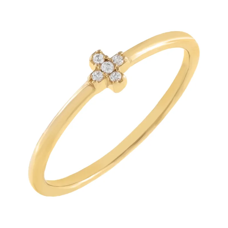 Diamond Mini Cross Ring 14K sold by Adina Eden's