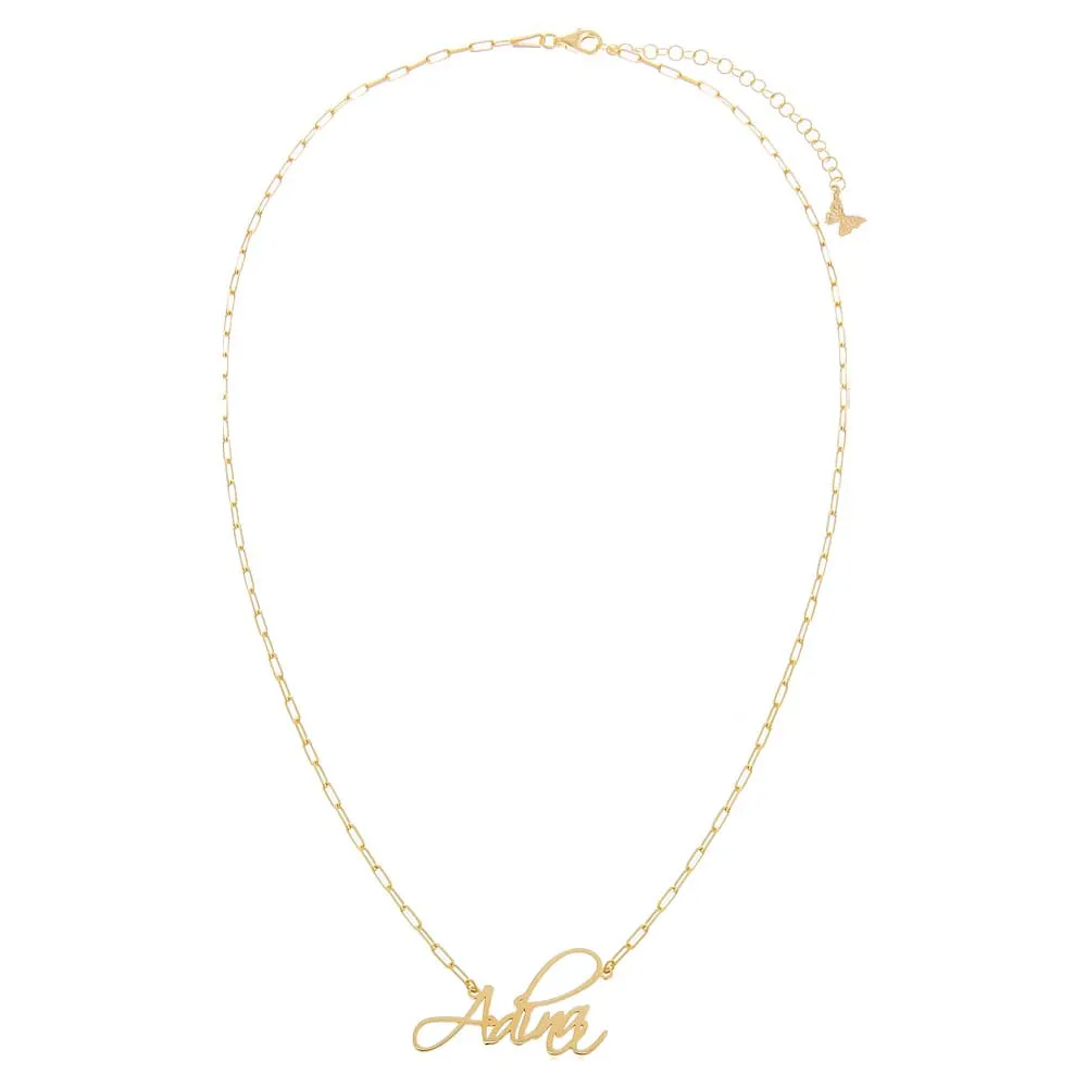 Solid Script Name Link Necklace sold by Adina Eden's product image thumbnail 3