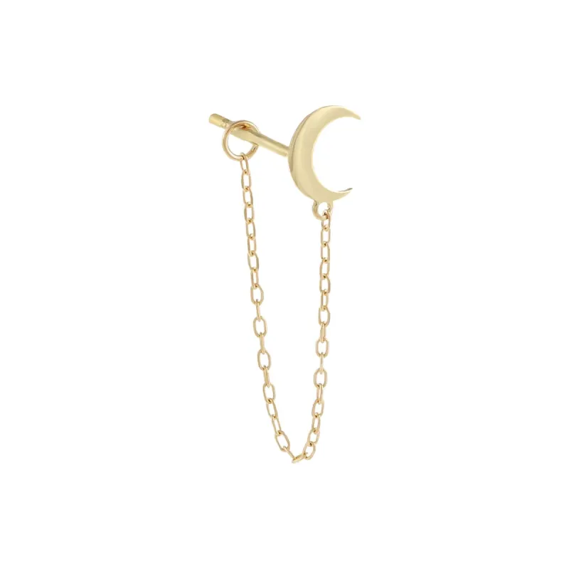 Solid Crescent Chain Stud Earring 14K sold by Adina Eden's