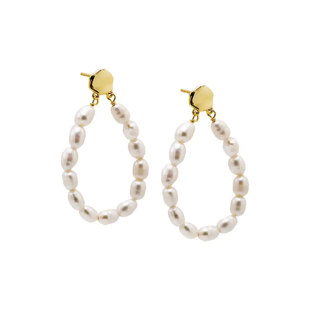 Open Pearl Statement Drop Stud Earring sold by Adina Eden's