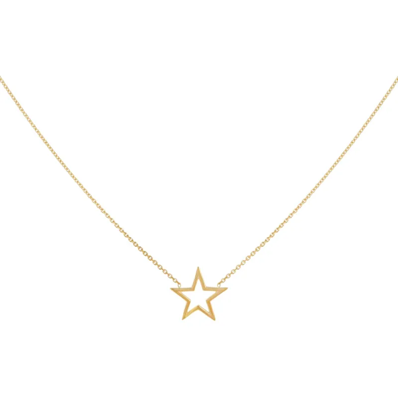 Mini Open Star Necklace 14K sold by Adina Eden's