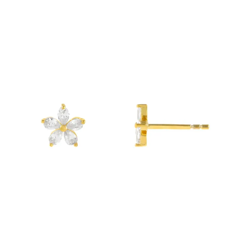 CZ 5 Petal Flower Stud Earring sold by Adina Eden's