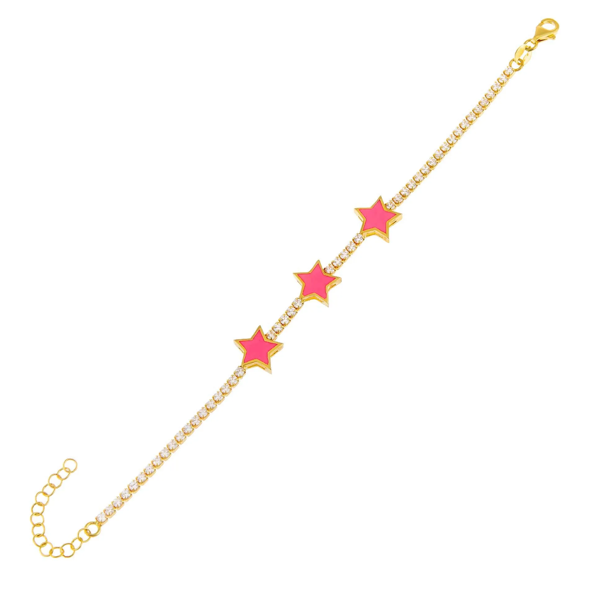 Neon Enamel Triple Star Tennis Bracelet sold by Adina Eden's product image thumbnail 3
