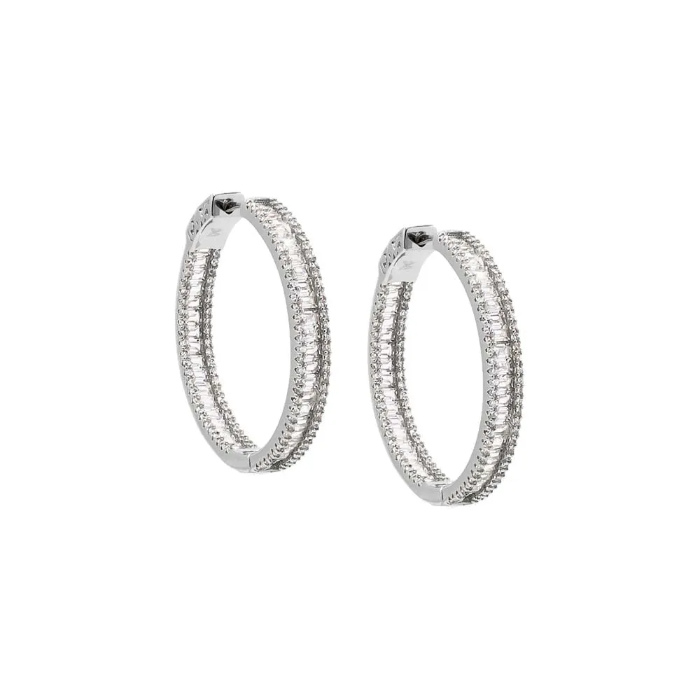 Fancy CZ Pave X Baguette Hoop Earring sold by Adina Eden's product image thumbnail 3