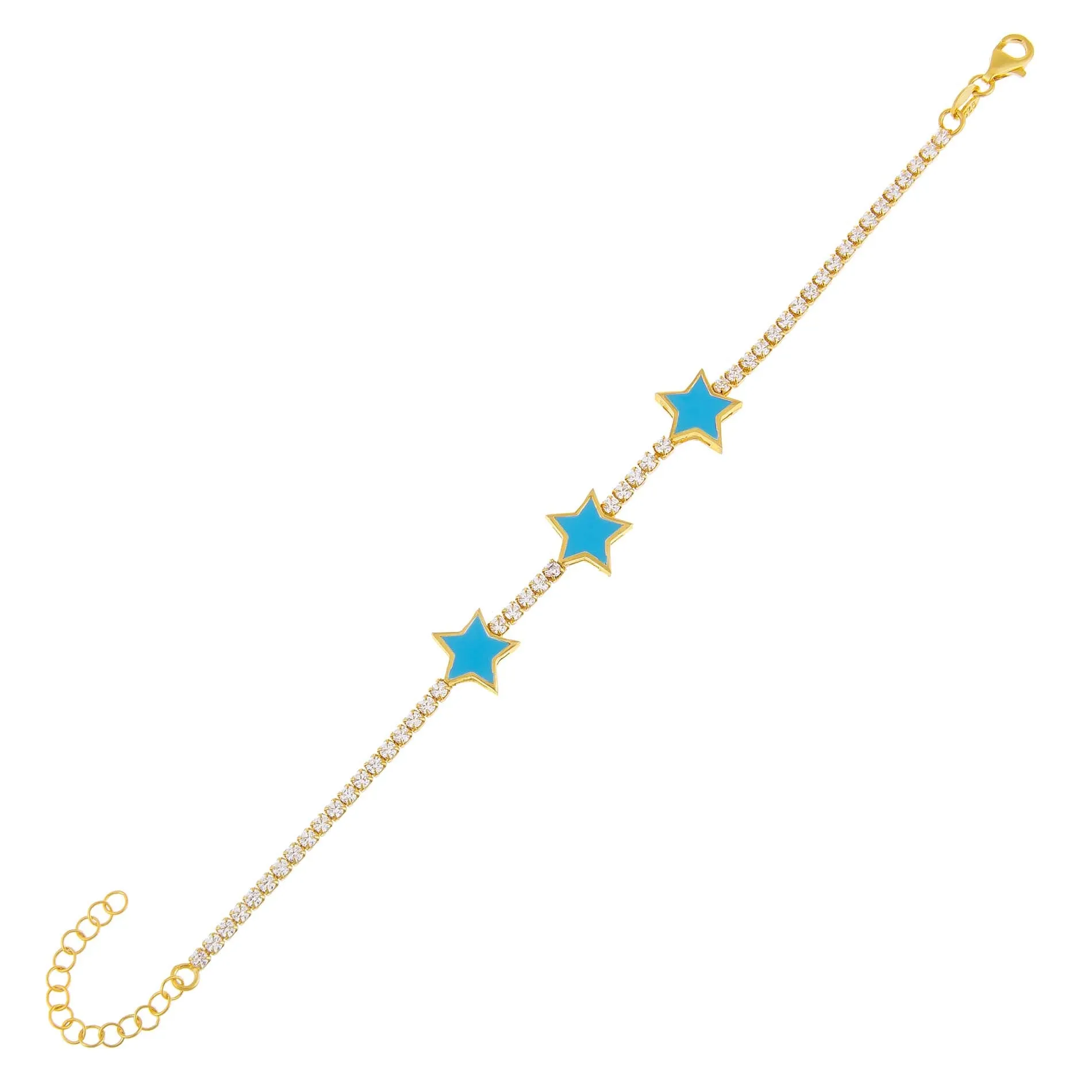 Neon Enamel Triple Star Tennis Bracelet sold by Adina Eden's product image thumbnail 5