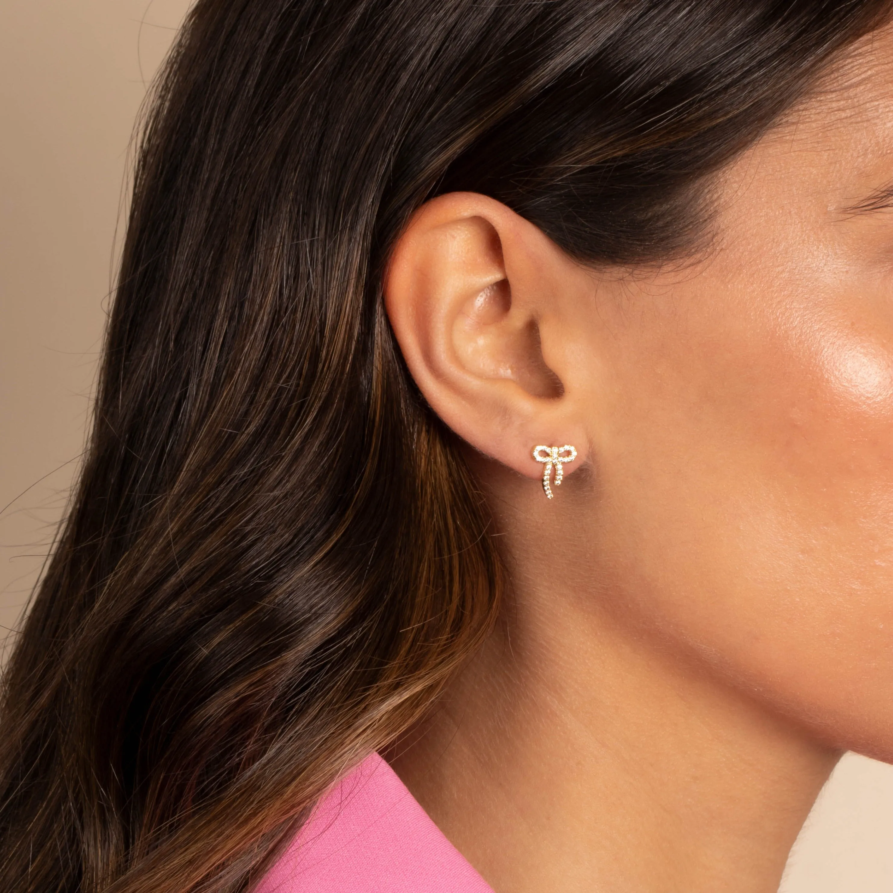 Petite Pave Bow Tie Stud Earring sold by Adina Eden's product image thumbnail 2