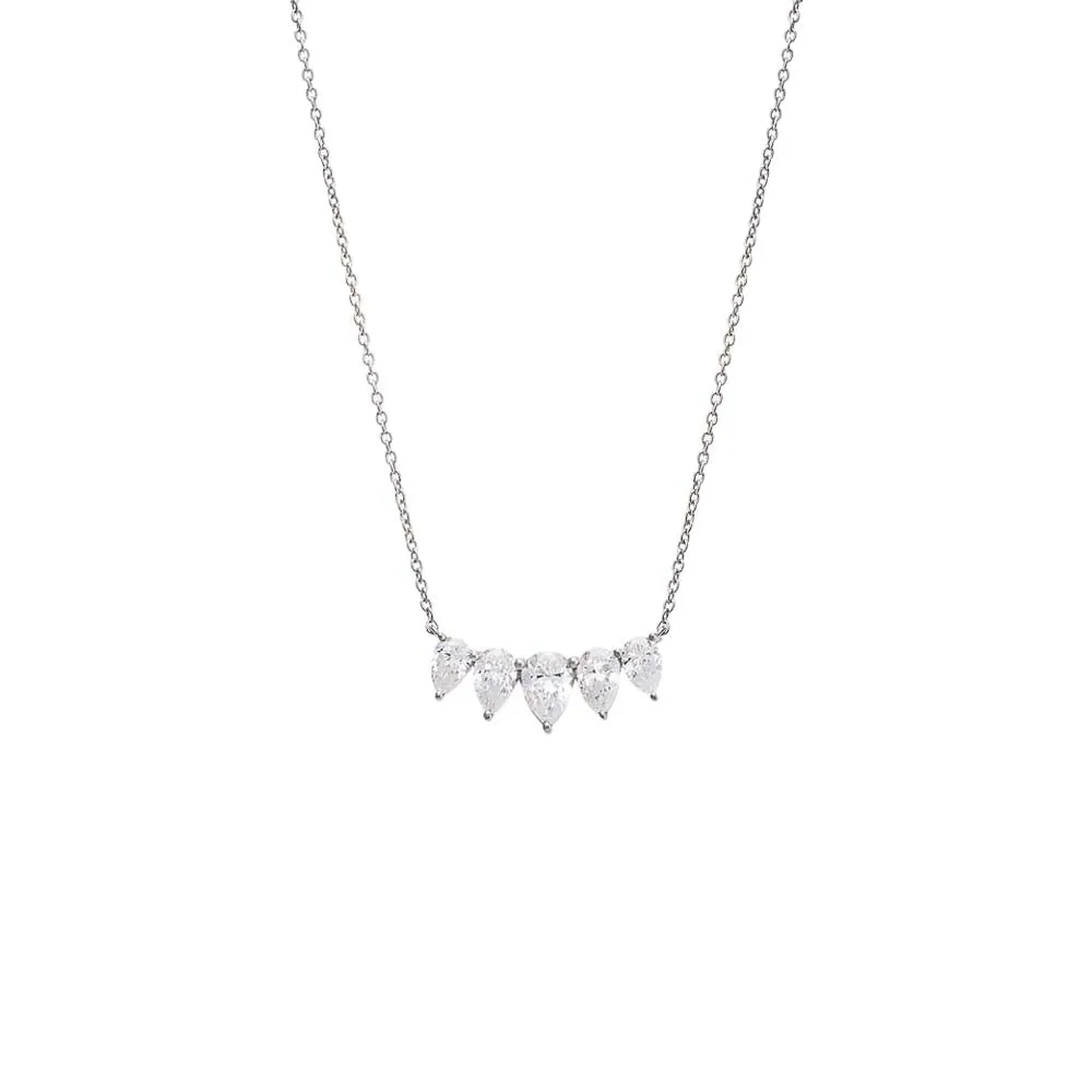 Lab Grown Diamond Pear Cut Curved Bar Necklace 14K sold by Adina Eden's product image thumbnail 4