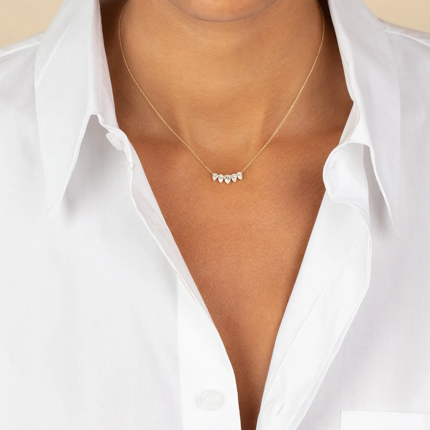 Lab Grown Diamond Pear Cut Curved Bar Necklace 14K sold by Adina Eden's product image thumbnail 2