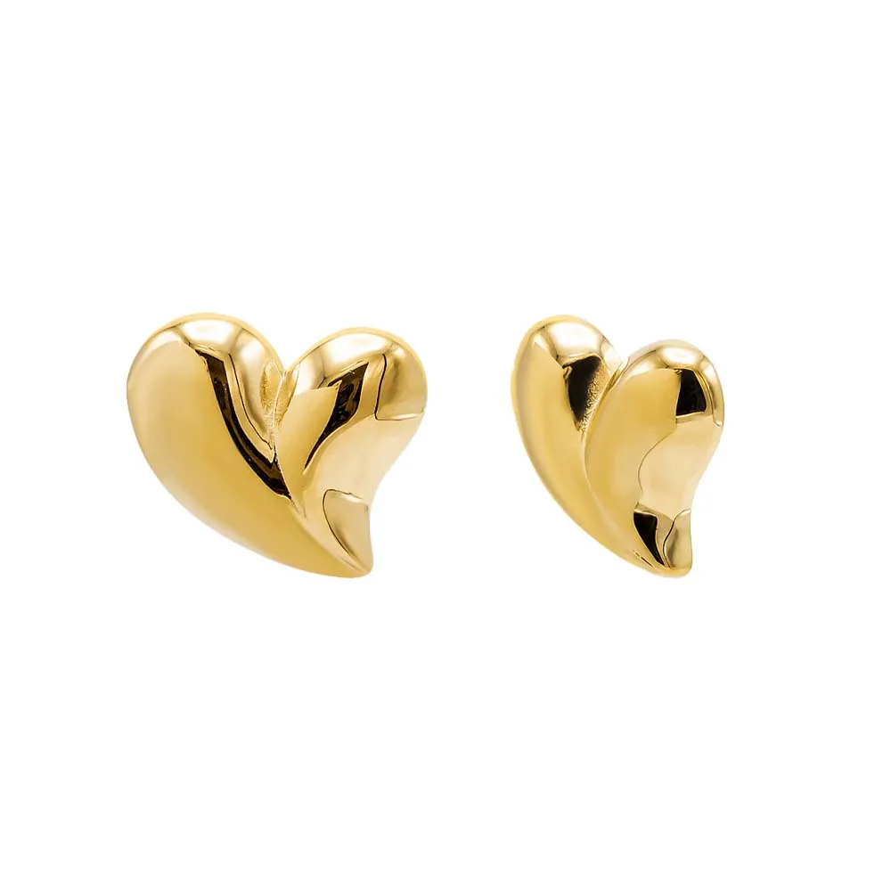Solid Puffy Heart Curved On The Ear Stud Earring sold by Adina Eden's