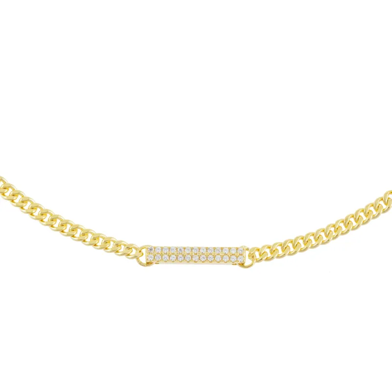 Pavé Bar Cuban Chain Choker sold by Adina Eden's