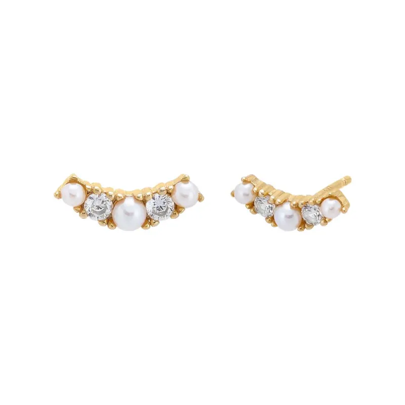 Curved CZ Stud Earring sold by Adina Eden's