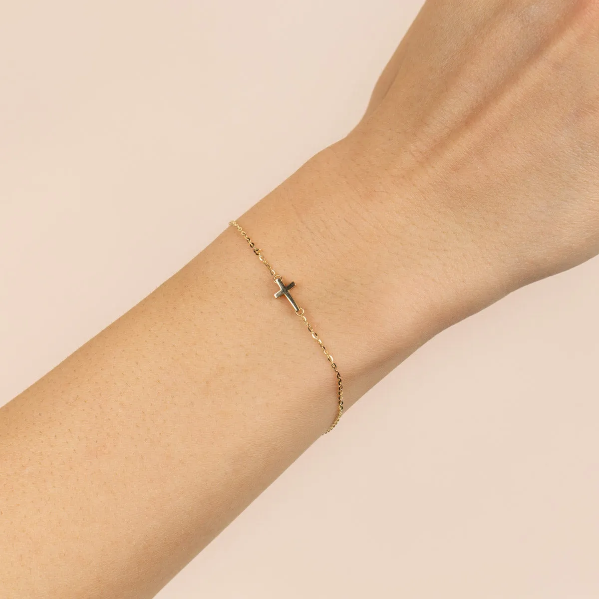 Solid Cross Bracelet 14K sold by Adina Eden's product image thumbnail 2