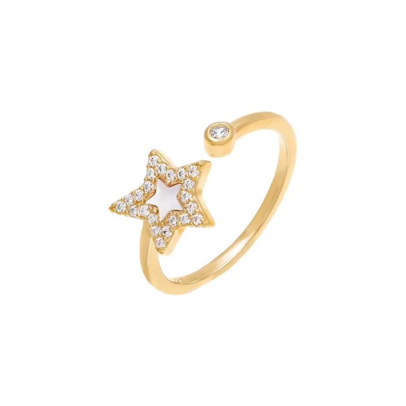 Pavé Open Star Stone Ring sold by Adina Eden's