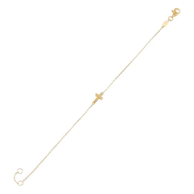Solid Cross Bracelet 14K sold by Adina Eden's