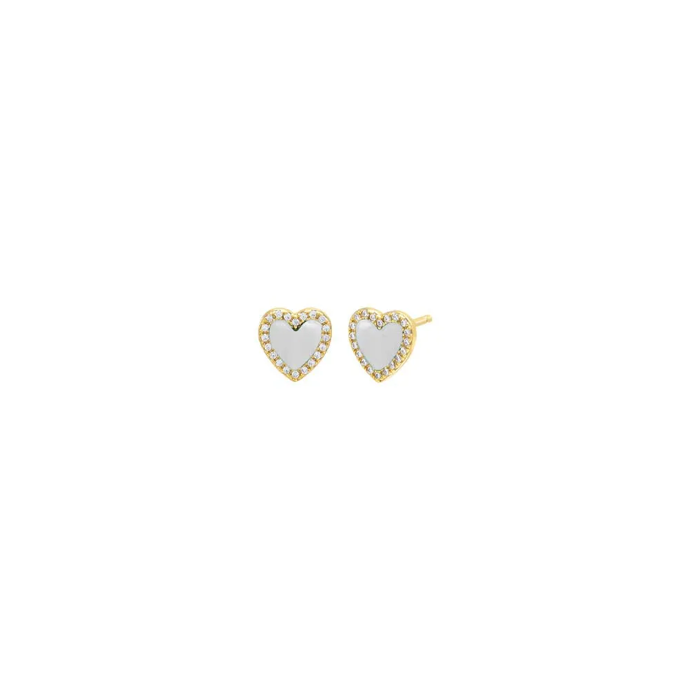 Colored Stone Pavé Heart Stud Earring sold by Adina Eden's