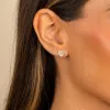 Colored Stone Pavé Heart Stud Earring sold by Adina Eden's