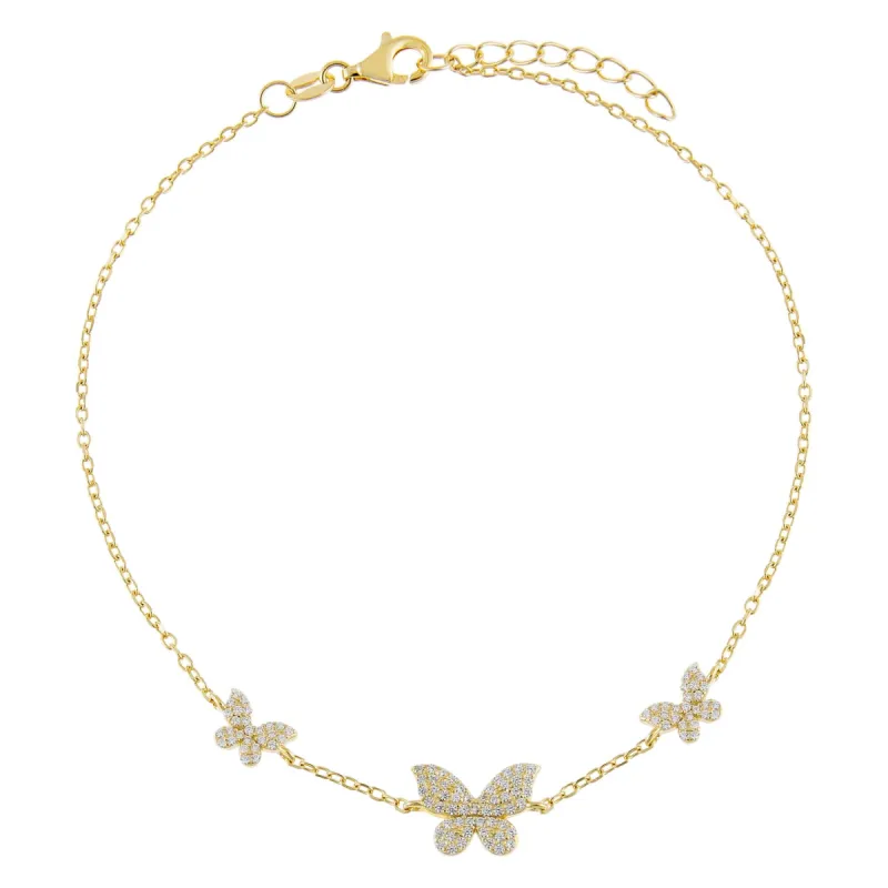 Pavé Triple Butterfly Anklet sold by Adina Eden's