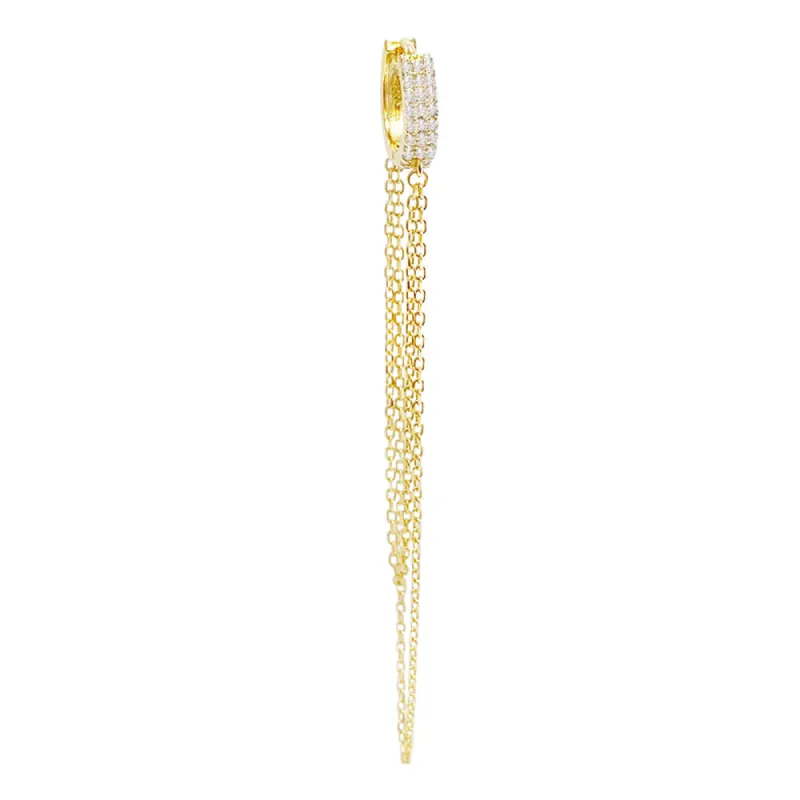 CZ Chain Drop Huggie Earring sold by Adina Eden's