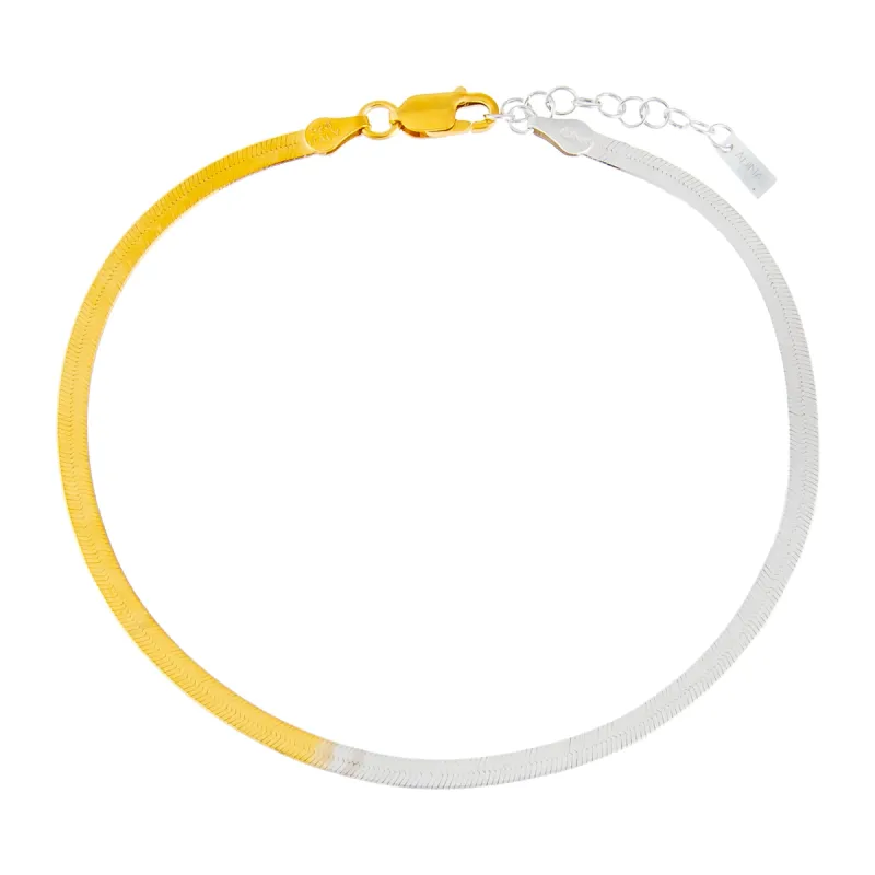 Two Tone Herringbone Anklet sold by Adina Eden's