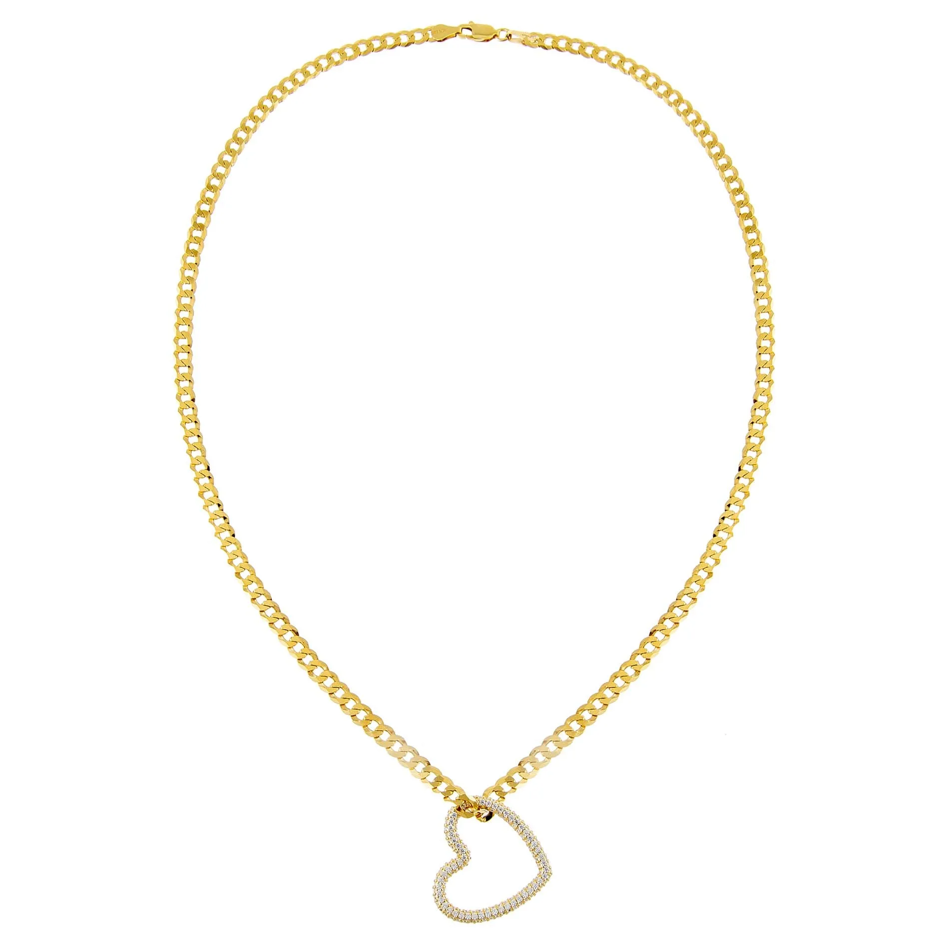 Pavé Heart Cuban Chain Necklace sold by Adina Eden's product image thumbnail 3