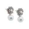 Pave Dangling Flower Pearl Stud Earring sold by Adina Eden's